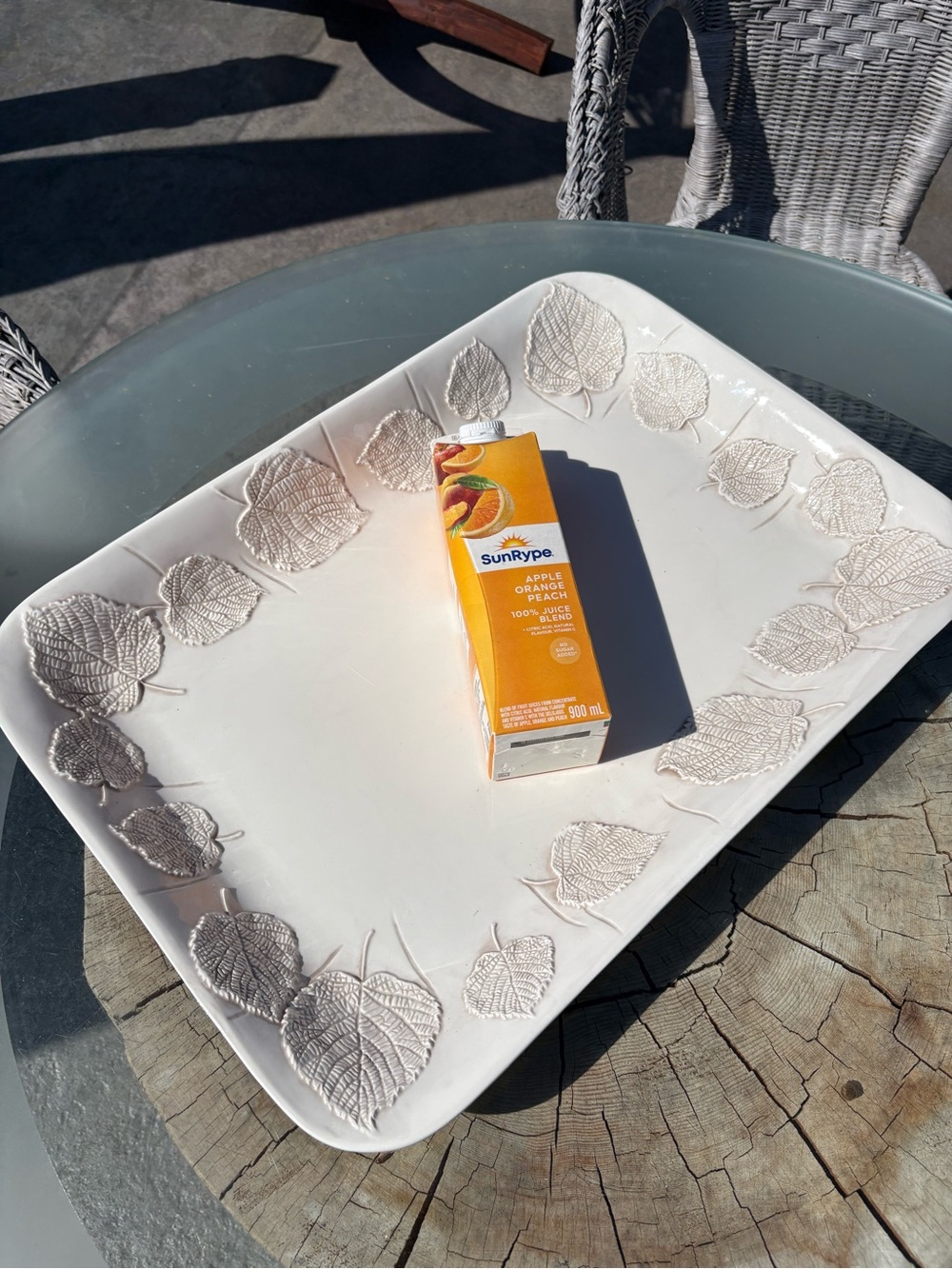 Large ceramic leaf meat platter
